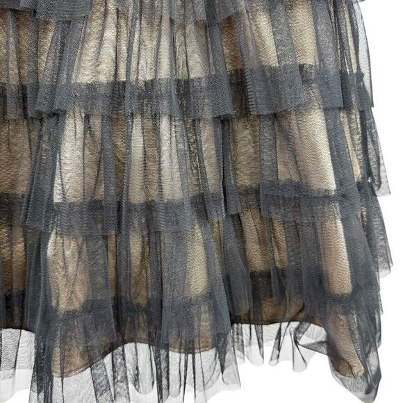 Deb Womens Black Tulle Lace Ruffle Whimsigoth Strapless Coquette Prom Dress 9/10 - Picture 11 of 16